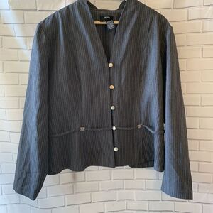 BGB Striped Gray Blazer Peplum Waist Size 18